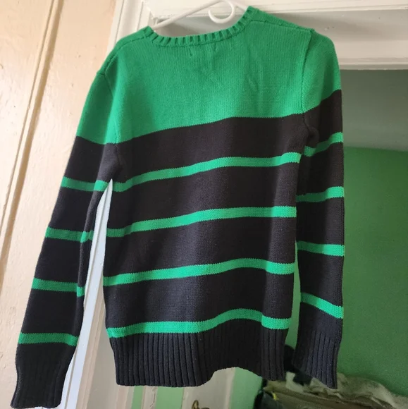 Polo men's sweater green and blue stripes. - Picture 7 of 8
